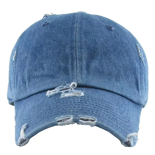 Distressed Denim Baseball Cap