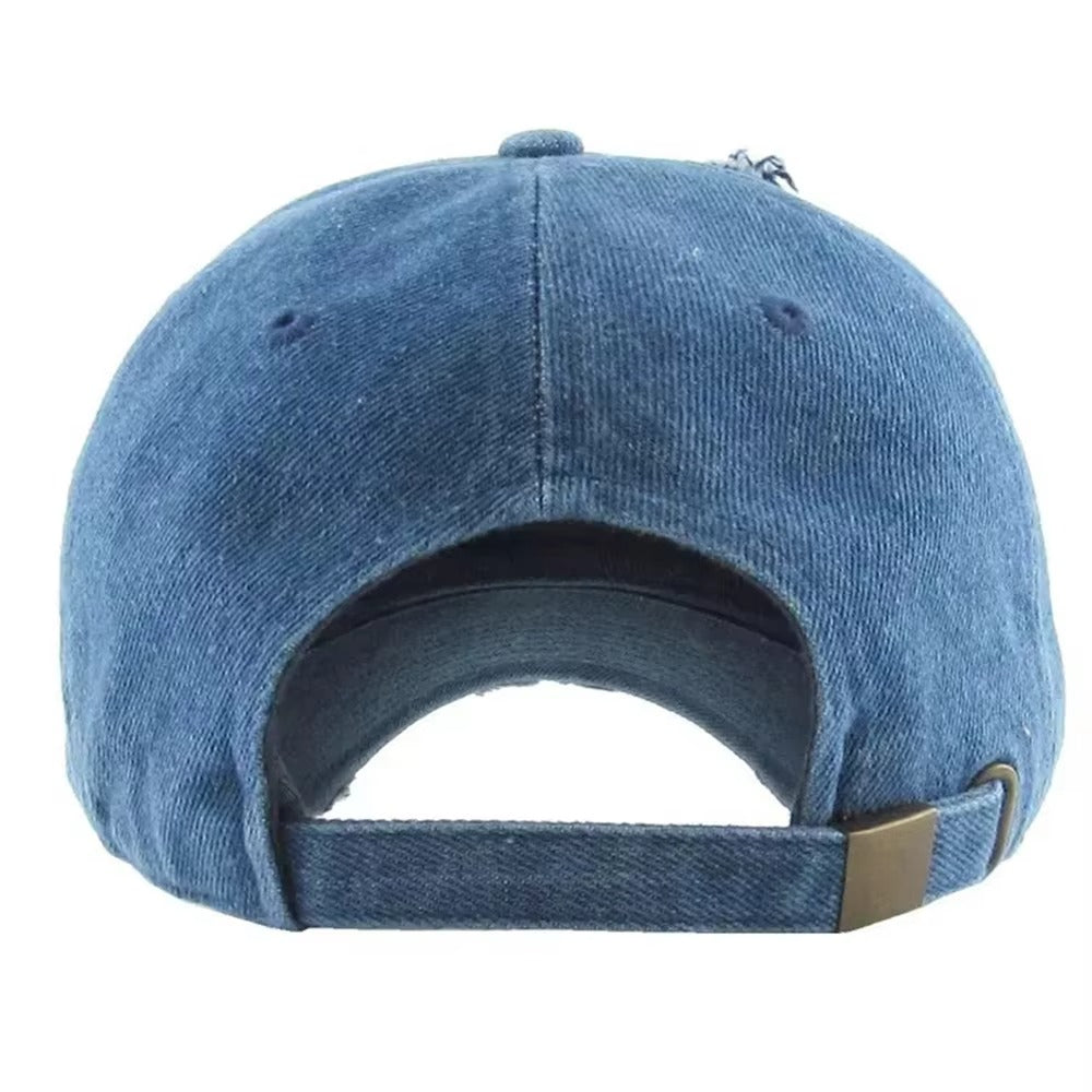Distressed Denim Baseball Cap
