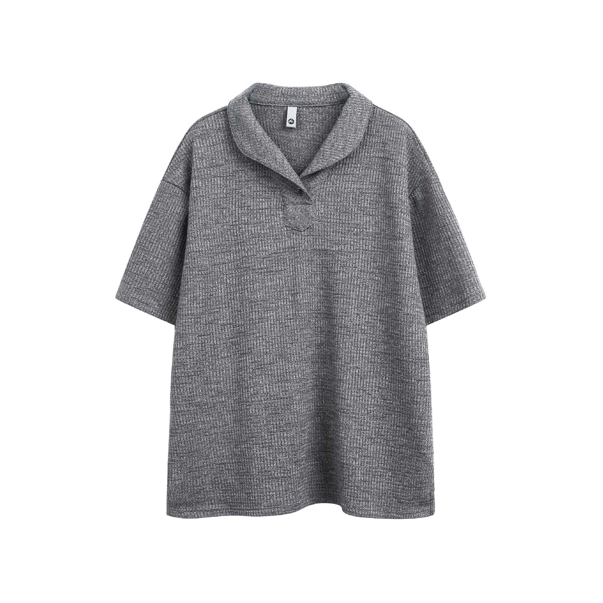 Men's Textured Knit Shawl Collar Short Sleeve Polo Shirt