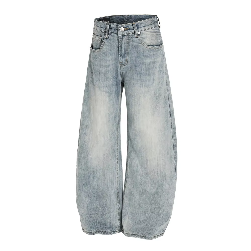 Men's Washed Wide-Leg Loose Fit Denim Jeans