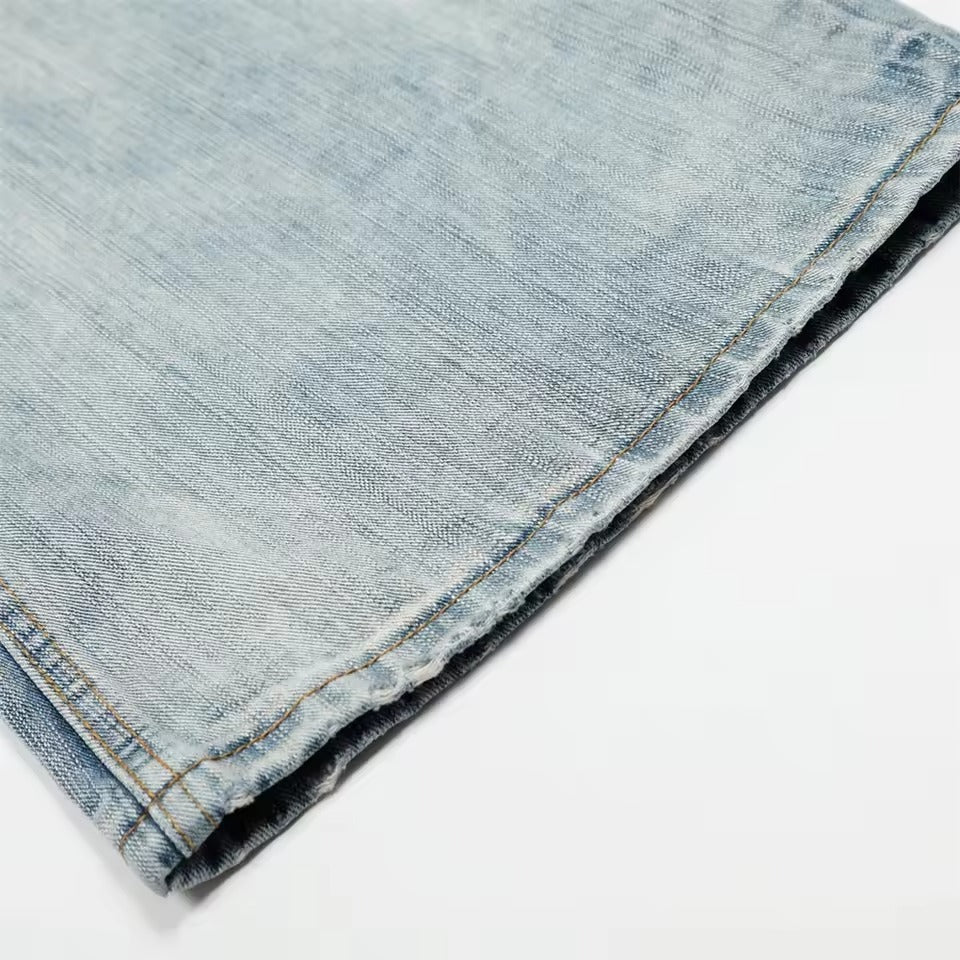 Men's Washed Wide-Leg Loose Fit Denim Jeans