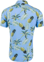 Men's Short Sleeve Pineapple Hawaiian Shirt - Blue