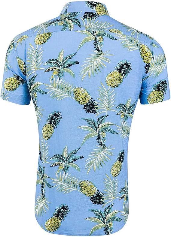 Men's Short Sleeve Pineapple Hawaiian Shirt - Blue