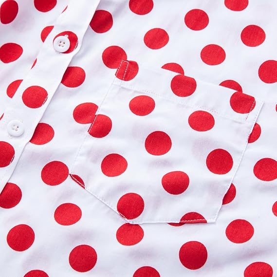 Men's Short Sleeve Casual Print Shirt - Red