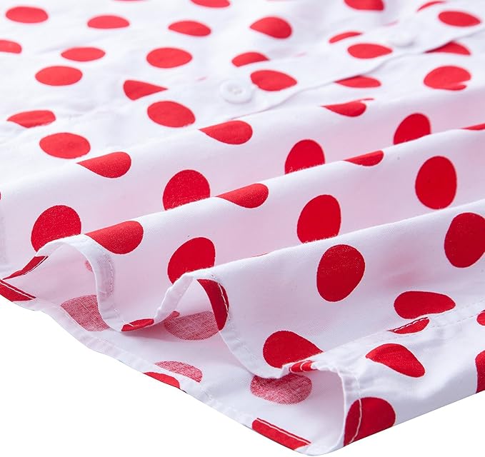 Men's Short Sleeve Casual Print Shirt - Red