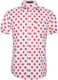 Men's Short Sleeve Casual Print Shirt - Red