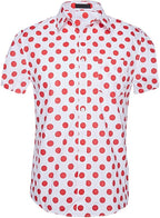 Men's Short Sleeve Casual Print Shirt - Red