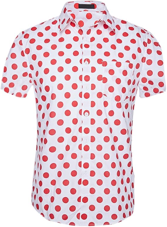 Men's Short Sleeve Casual Print Shirt - Red
